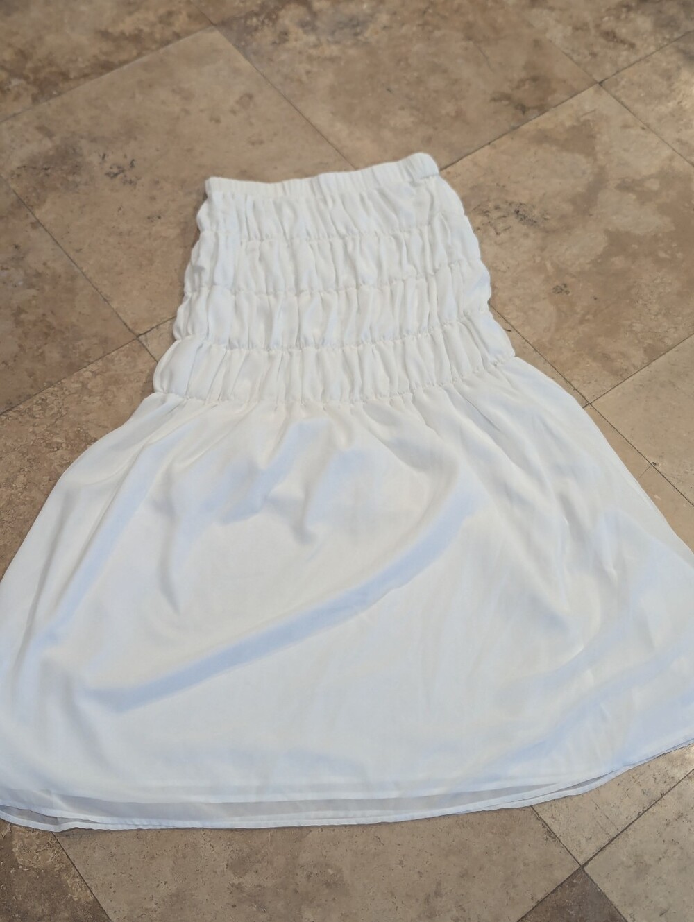 Fashion Nova White Ruched Midi Skirt Women’s Medium High Waist Stretch